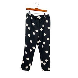 Modcloth Polka Dot Trouser Pants Black White Large Elastic Waist Novelty Fun